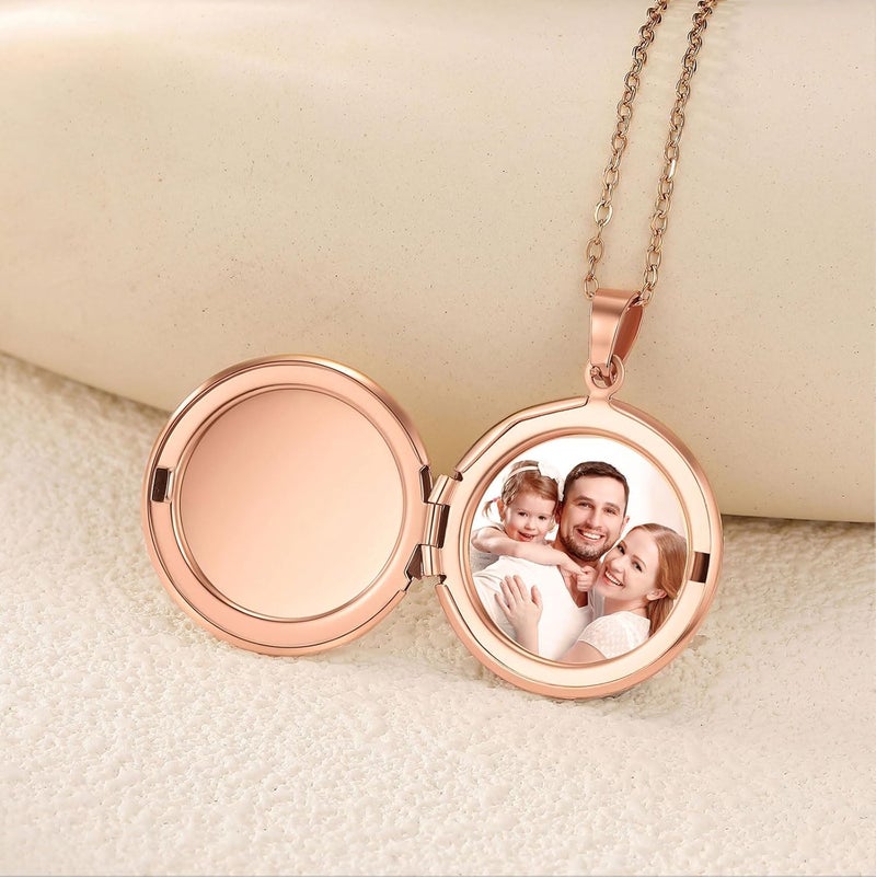 PHOCKSIN Locket Necklace for Women Black/Gold/Silver Locket Necklace Oval/Round/Heart Photo Necklace New Years Gifts for Girls - Image 4